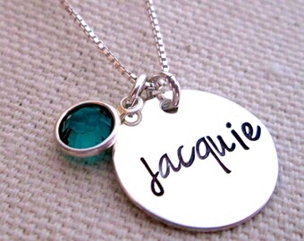 Personalized Jewelry - hand stamped jewelry - Mothers Necklace - Birthstone Necklace