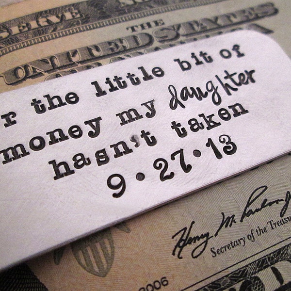 Father of the Bride Gift  - Personalized Money Clip - Aluminum Money Clip - Father Daughter - For the Little Bit of Money