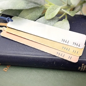 Anniversary Gift, Tally Mark Bookmark, Marriage Milestone Gifts, Personalized Bookmark, Copper Bronze or Aluminum