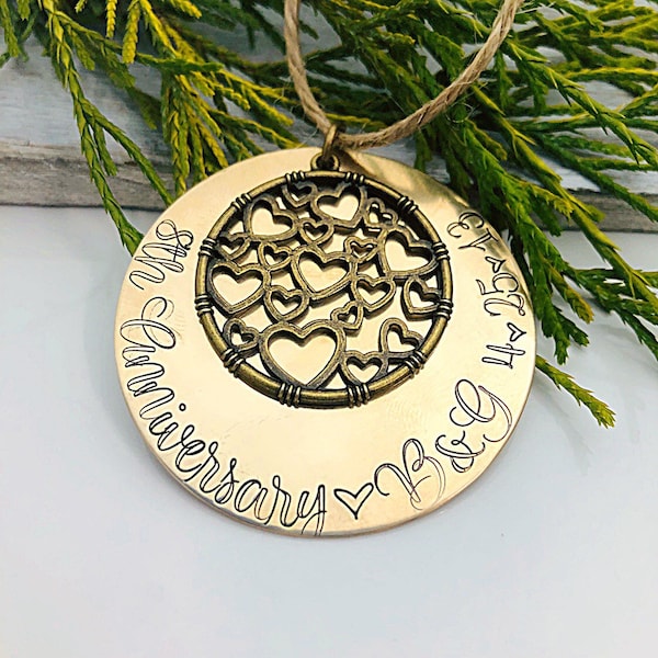 8th Anniversary Gift, Personalized Family Ornament, Rustic Christmas Decorations, Custom Christmas Ornament - Bronze Anniversary Gift, 8th