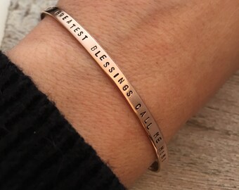 Mimi Bracelet - Rose Gold filled cuff bracelet - hand stamped jewelry - skinny cuff - stacking bracelets - My Greatest Blessings