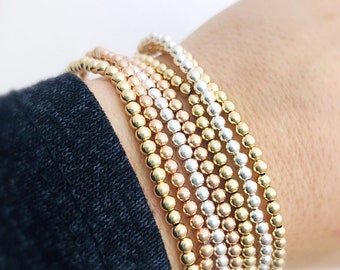 Beaded Bracelets - Choose Gold, Silver or Rose Gold - Silver Bead Bracelet -  Dainty and Gold Minimalist Jewelry - Stackable Bracelets