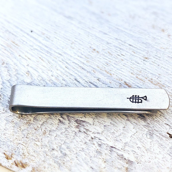 Trumpet Player Gift - Trumpet Tie Bar - Marching Band Tie Clip - Graduation Gift for him - Jazz Band Musician Gift