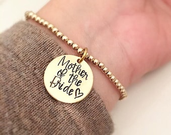 Gift for Mother of the Bride Bracelet - Gold Beaded Bracelet - Gift for Mom Wedding - Gold Wedding Gifts for mom - Gold Bead Bracelet