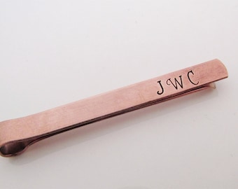 Personalized Copper Tie Clip - Men's Tie Bar - Monogramed Tie Clip - Hand Stamped Tie Clip - Copper Tie Bar