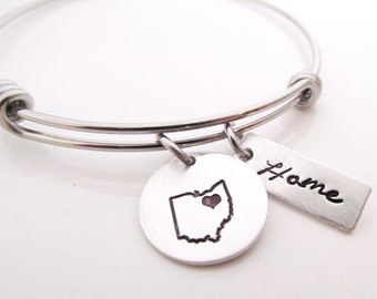 Personalized Bracelet - Home - Cleveland Jewelry - Customized bracelet - hand stamped jewelry - Custom State - Bracelet - Location bracelet