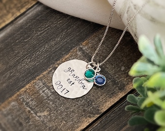 Personalized GRANDMA GIFT • Hand Stamped Necklace • New Grandma • Est Grandma Gift for Mother’s Day