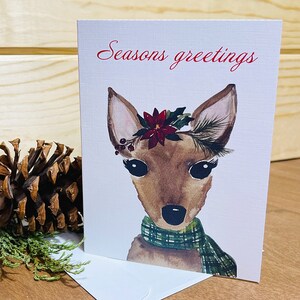 Watercolor Deer Christmas Cards: Seasons Greetings, Set of 5