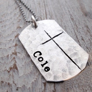 Personalized Necklace - Dog Tag Necklace- Cross Necklace -  Confirmation Gift Boy - First Communion Gift for boy