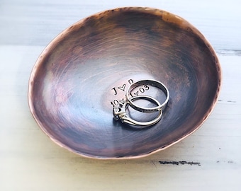 Copper Anniversary Ring Dish Personalized- 7th Anniversary gift - Wedding Ring Dish - Engagement Gift for women - Copper Wedding