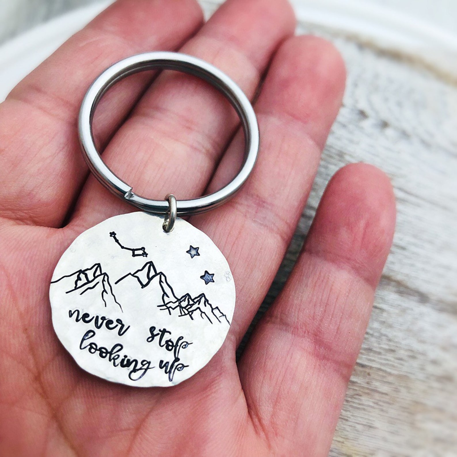 Inspirational Keychain Never Stop Looking Up Gift for Best Etsy