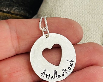 Personalized Gift for Grandma, Mom Gift for Mother’s Day, Birthday, Handmade Sterling Silver Heart Necklace