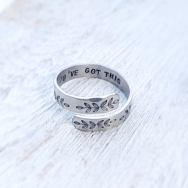 Adjustable Ring Hidden Message Ring You've Got This Encouragement Gift for Friend Aluminum Ring Botanical Ring Gift under 20 image 2