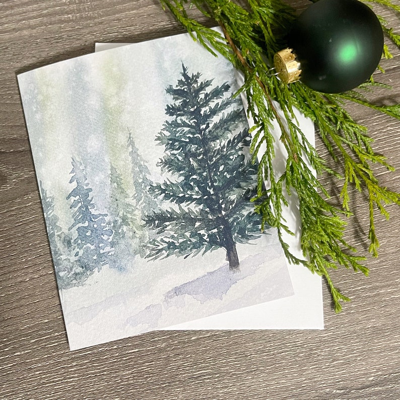 Watercolor Christmas Cards, Watercolor Christmas Tree, Painted Cards ...