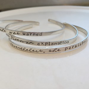 Nevertheless, She Persisted Bracelet Set Stacking Cuffs sterling silver cuff bracelets image 2