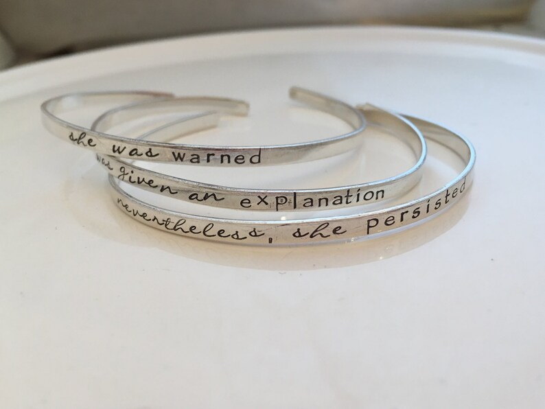 Nevertheless, She Persisted Bracelet Set Stacking Cuffs sterling silver cuff bracelets image 2