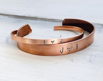 His and Hers Couples Bracelet Set of 2, Personalized Valentine’s Day Gifts, Copper Anniversary 7th Anniversary Gift