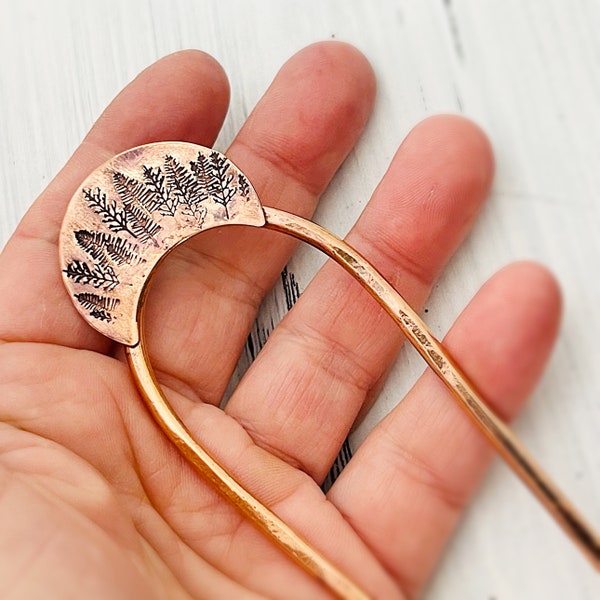 Copper Hair Fork, Hammered Hair Pin, Forest Hair Accessories , Bun Pin