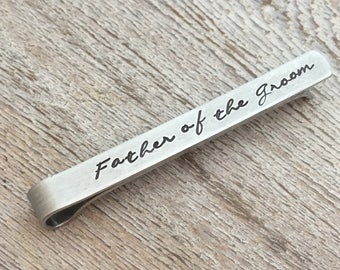 Father of the Groom Tie Clip - Father of the Groom Gift -  Script Tie Clips - Wedding Party Gifts - Tie Bars - Dad Gift