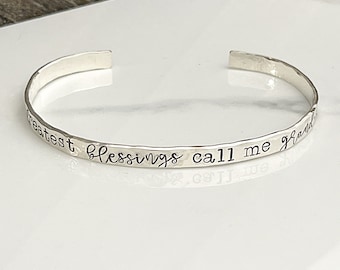 Grandma Bracelet Mother's Day Gift for Grandma Nana Mimi Personalized Gift with name Custom Cuff
