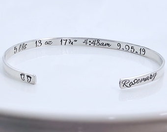 Birth Stats Bracelet, Mothers Day Personalized Gift for New Mom or Grandma,  Mother's Bracelet, New Baby  Gift