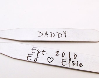 Hand Stamped Collar Stays - Daddy Gift - Stainless Steel Collar Stay Set - Personalized Collar Stays - Father's Day - Gift for Dad - New Dad