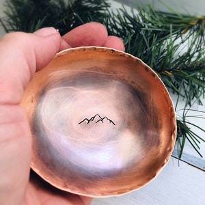 Ourdoor Gift for Husband -  Copper Ring Dish for Him -  7th Anniversary Gift - Mountain Gift - Gift for Boyfriend - Mens Gift