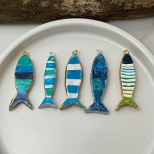 Handpainted Clay Fish Charm, Colorful Coastal Summer Charms,