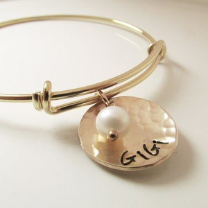 Gift for GiGi Bracelet - Gold Name Bracelet - Gold Filled Grandmother Gift - Grandma Bracelet - Gigi Gift for Mother's Day - Best Gigi image 1
