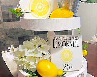 Lemonade Tiered Tray Decor - Spring mini sign - Farmhouse Decor - Farmhouse Summer Signs - Shelf Sitter - Lemon Decor