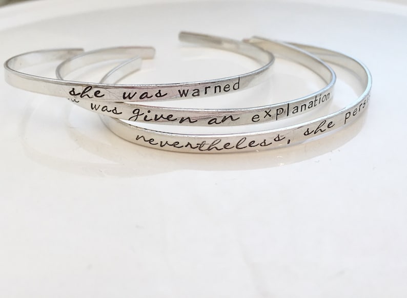 Nevertheless, She Persisted Bracelet Set Stacking Cuffs sterling silver cuff bracelets image 3