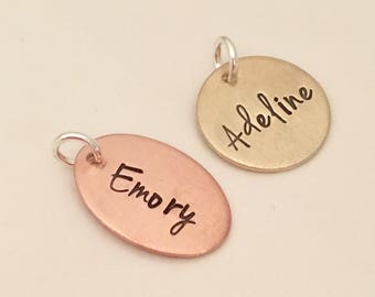 Hand Stamped Brass or Copper  Tag