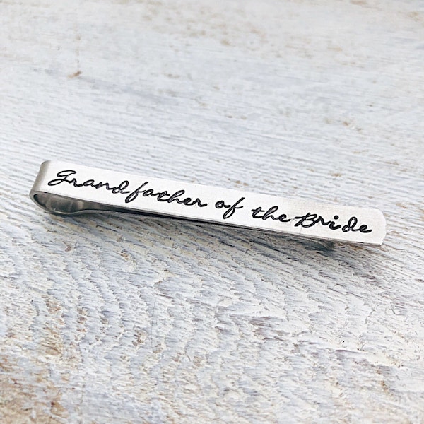 Grandfather of the Bride Tie Clip - Grandfather of the Bride Gift -  Script Tie Clips - Wedding Party Gifts - Tie Bars -