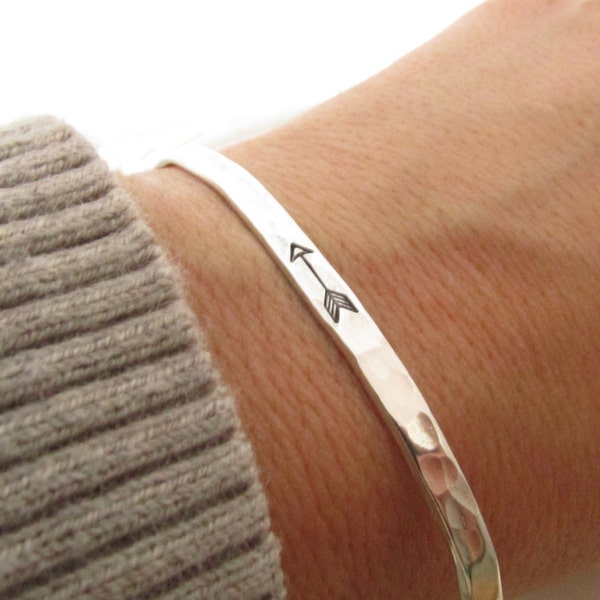 Minimalist, Arrow Bracelet, cuff bracelet  - hand stamped jewelry - skinny cuff - stacking bracelets