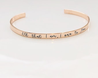 All that I am, I owe to you - Mother Gift - Mom gift from Daughter - Mother of the Bride Gift - Mother Bracelet - Mother Daughter Jewelry