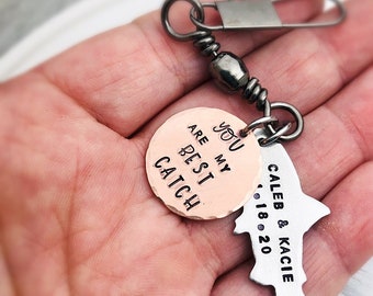 My Best Catch Keychain - Valentines Gift for Him - Valentine's Day - Boyfriend Husband Gift Ideas - Fishing Anniversary Gift