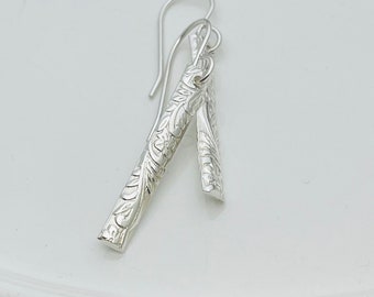 Silver Bar Earrings - Minimalist Earrings - Everyday Earrings - Jewelry gift for her - Slim Rectangle Bar Earrings