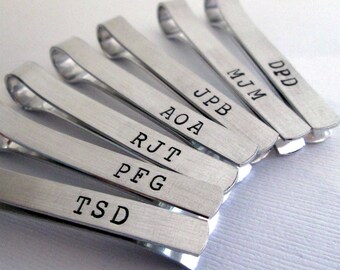 Groomsmen Gifts  Set of 6 -Personalized Men's Tie Bar - Monogramed Tie Clip - Groomsmen Tie Bar - Custom Men's Gift for Wedding