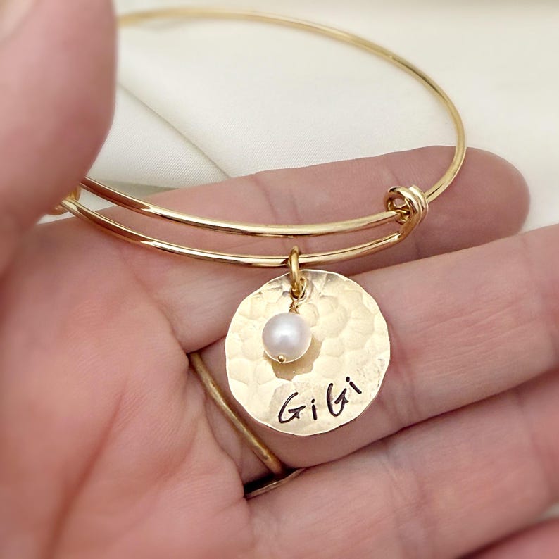 Gift for GiGi Bracelet - Gold Name Bracelet - Gold Filled Grandmother Gift - Grandma Bracelet - Gigi Gift for Mother's Day - Best Gigi image 2