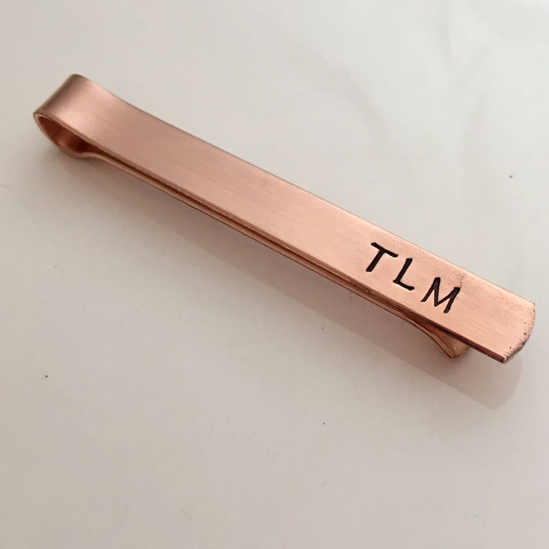 Hidden Message Tie Clip Anniversary Gift 7th Anniversary Personalized Copper Tie Clip Monogramed Tie Bar 7 year anniversary image 2