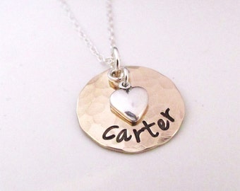 Gift for Mom Necklace - hand stamped necklace - personalized mothers necklace with name Grandma gifts for Christmas