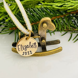 Baby's First Christmas Ornament 2022, Personalized Christmas Ornament - Rocking Horse Ornament - New Baby Gift - Rustic Holiday Decor