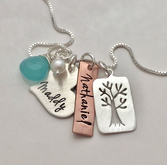 Family Tree Necklace Personalized Necklace- Mothers Necklace - Technical View