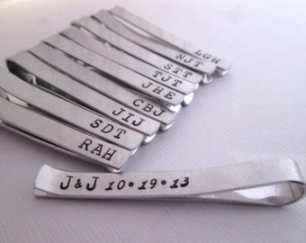 Groomsmen Set of 7 -Personalized Men's Tie Bar  - Aluminum Tie Bar - Groomsmen Tie Bar