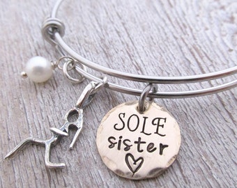 Sole Sister Bracelet - Runner Jewelry - Runner Girl Bracelet - running jewelry - personalized jewelry - gift for runner