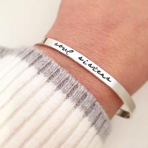 Soul Sisters Bracelet skinny cuff bracelet gift for her stacking bracelets BFF birthday gift Friendship Jewelry sister gift image 2