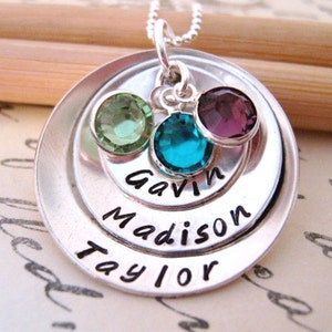 Gift for Mothers Birthstone Necklace - Grandma Gift for Mother's Day - Custom Name Necklace - Gift for Grandmother - Disk necklace  for Mom