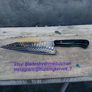 Copper Damascus Knife/ San Mai Knife/ Chef knife
