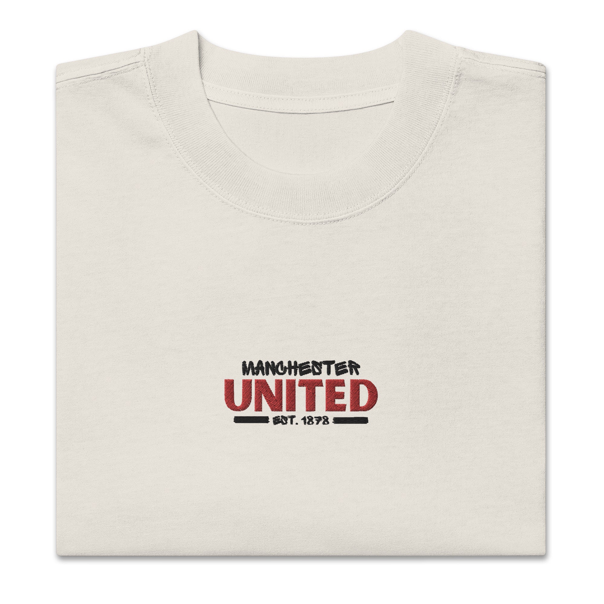 Manchester United FC Embroidered Chest Graphic Oversized Faded T-shirt