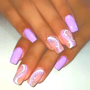 Luxury Handmade Press On Nails, Party Nails, Trendy Nails, Elegant Nails, Short Nails, Glitter nails, Purple nails, Spring easter nails